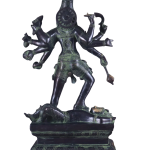 Vintage Brass Kali Mata Ten Arms | 25" Black Green Heat-Treated Art | 20.65kg Sacred Masterpiece | Divine Temple Beauty | Jaipurio